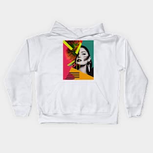 Abstract pop art style woman portrait Kids Hoodie